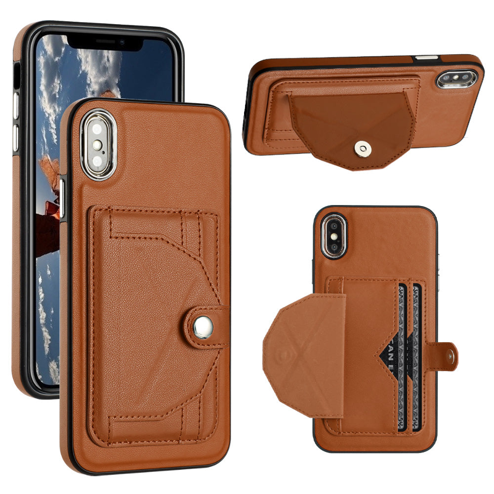 YB Leather Coating Series-4 for iPhone XS Max Leather Coated TPU Phone Case with Card Slots Kickstand YB Leather Coating Series-4 for iPhone XS Max Leather Coated TPU Phone Case with Card Slots Kickstand